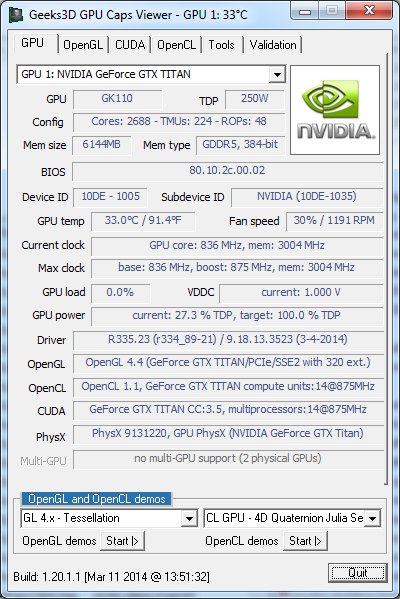 GPU Caps Viewer 1.20.1 - GPU panel