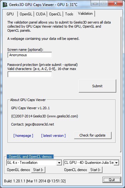 GPU Caps Viewer 1.20.1 - Submit to GPU Databse