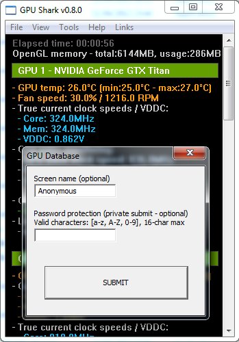 GPU Shark 0.8.0 - Submit to GPU databse