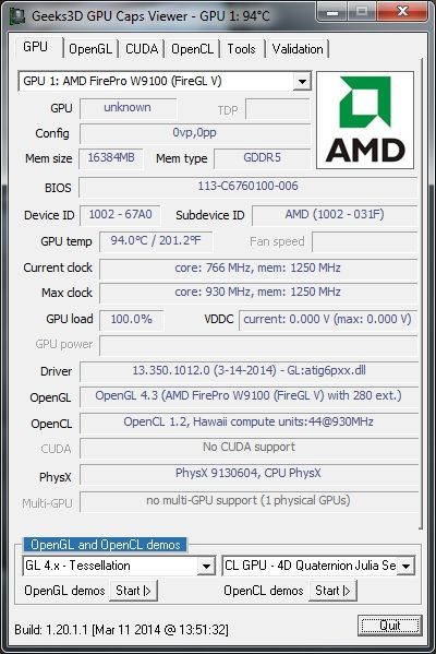 AMD FirePro W9100, GPU Caps Viewer