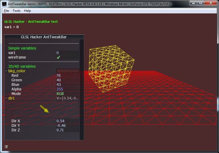 GLSL Hacker 0.6.3.19 - AntTweakBar test