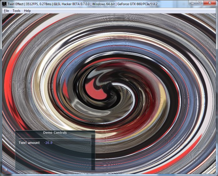 Twirl effect - GLSL Hacker demo