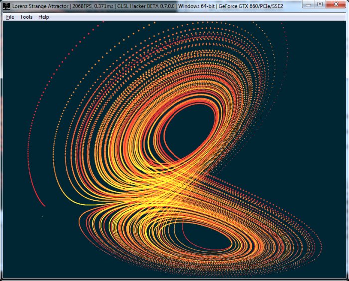 GLSL Hacker - Lorenz attractor - butterfly effect