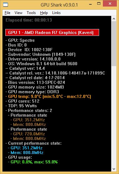 GPU Shark 0.9.0.1 - Windows 8.1 detection