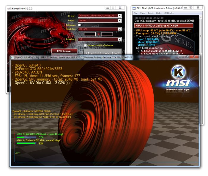 MSI Kombustor, OpenCL test