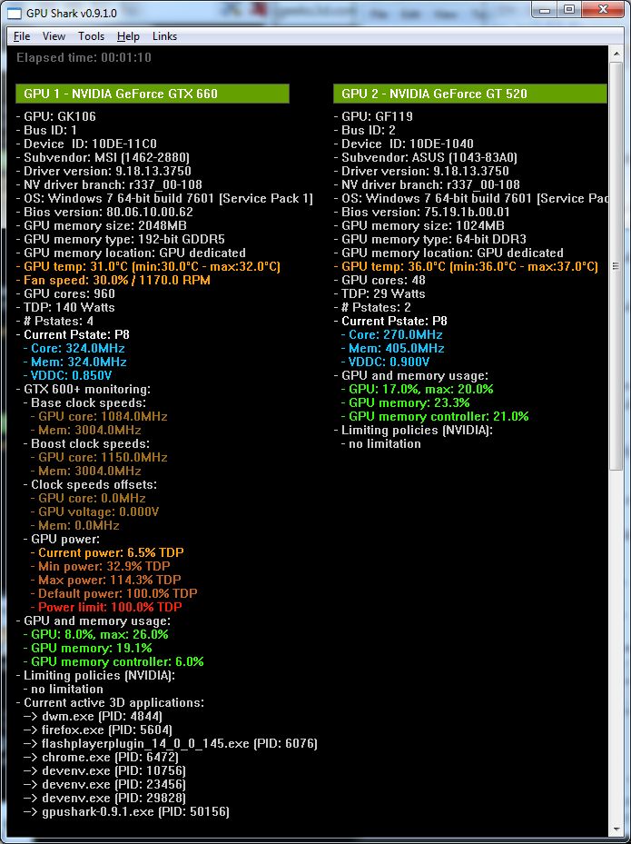 GPU Shark 0.9.1 - Detailed view