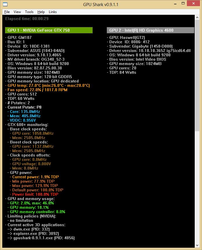 GPU Shark 0.9.1.1 - Detailed view