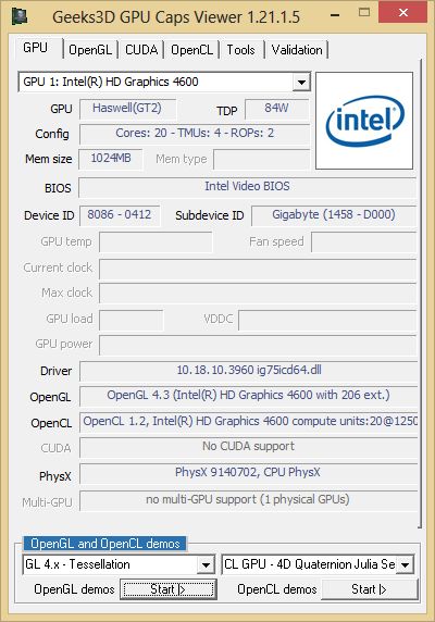 opengl version for intel gma 4500 mhd