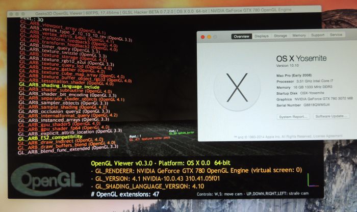 OS X 10.10 Yosemite - OpenGL extensions for a GeForce GTX 780