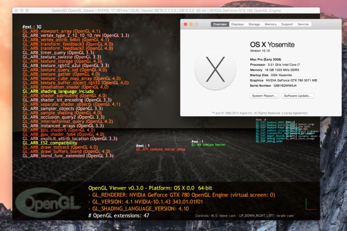OS X 10.10 Yosemite - GeForce GTX 780 - R343.01