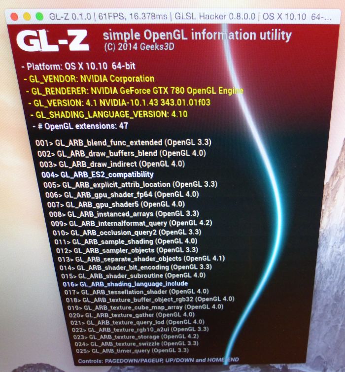GL-Z: OpenGL information utility for Windows, Linux and OS X