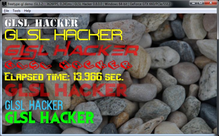 GLSL Hacker - TTF/OFT fonts demos