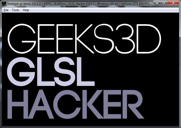 true type font test - GLSL Hacker / FreeType-GL plugin