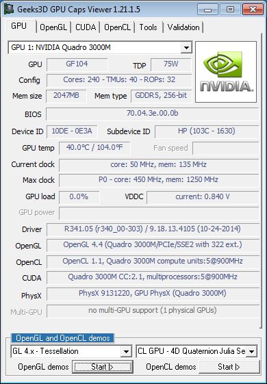 NVIDIA Quadro 3000M - GPU Caps Viewer