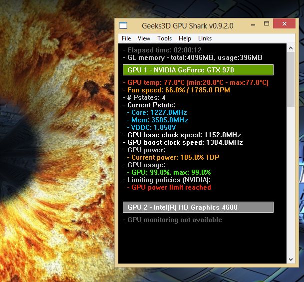 Gainward GeForce GTX 970 Phantom - FurMark stress test