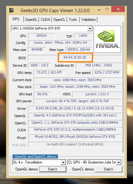 MSI GeForce GTX 970 4GD5T OC - GPU Caps Viewer - new VGA BIOS