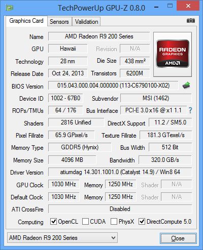 MSI Radeon R9 290X Gaming 4G