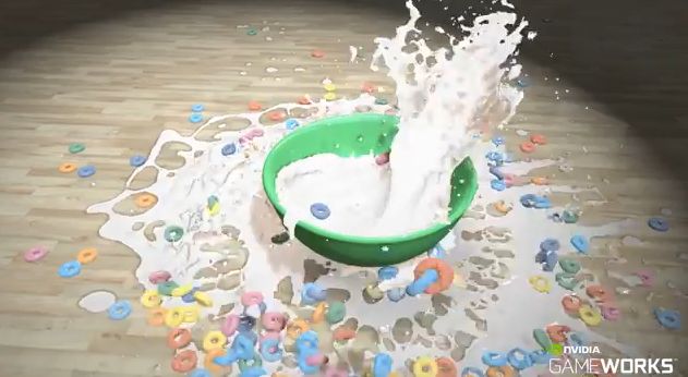 NVIDIA FleX particles, milk simulation