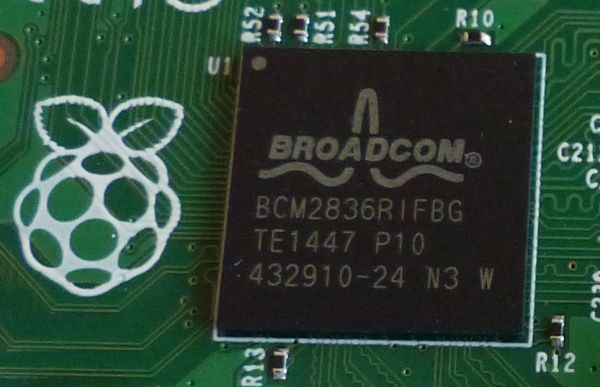 Raspberry Pi 2 Broadcom 2836 processor with the VideoCore IV GPU