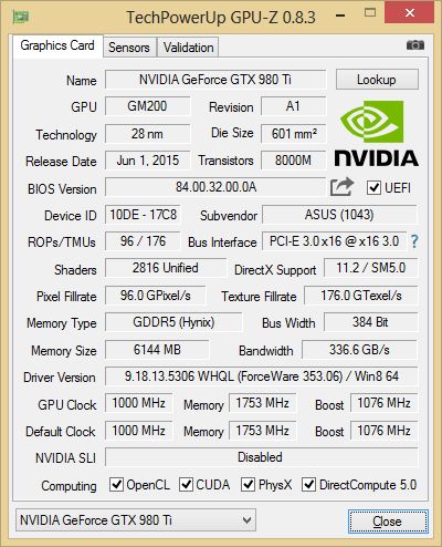 ASUS GTX 980 Ti - GPU-Z