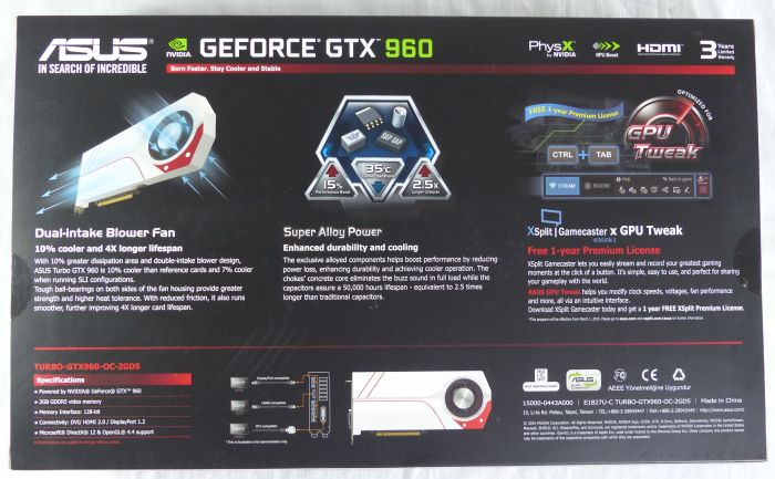 ASUS Turbo GeForce GTX 960 OC 2GB