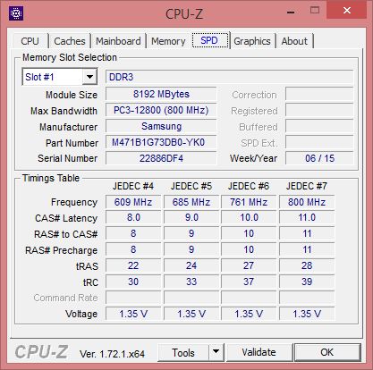 ASUS G551JW gaming notebook - CPU-Z