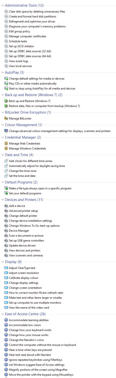 Windows 10 GodMode folder tools