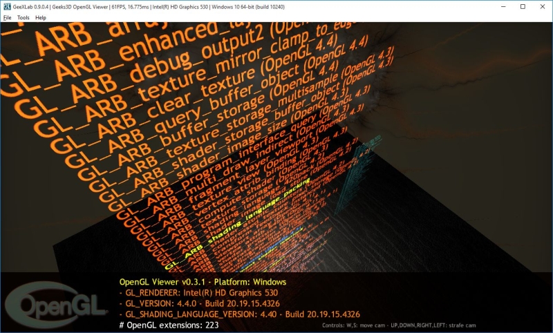 GeeXLab OpenGL extensions viewer