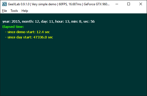GeeXLab, data and time demo
