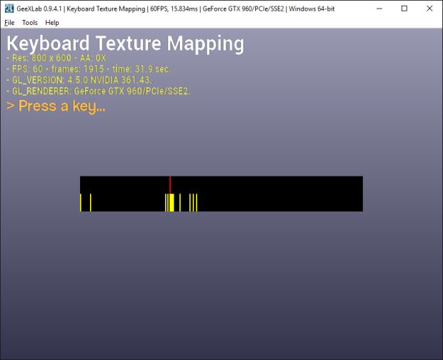GeeXLab demo - Keyboard to texture