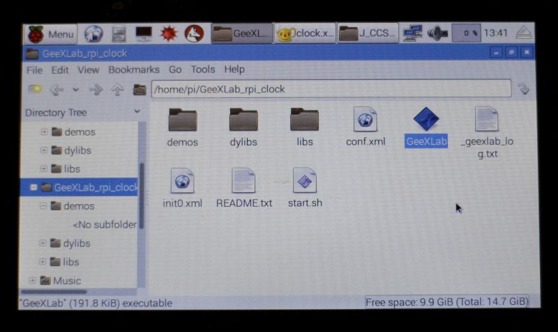 GeeXLab clock - Launching on Raspbian