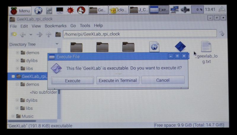 GeeXLab clock - Launching on Raspbian