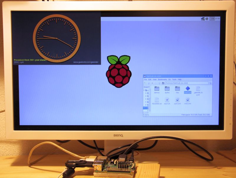 GeeXLab clock demo on a full-HD display