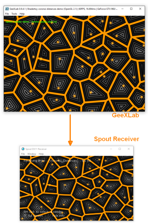 GeeXLab to Spout receiver demo