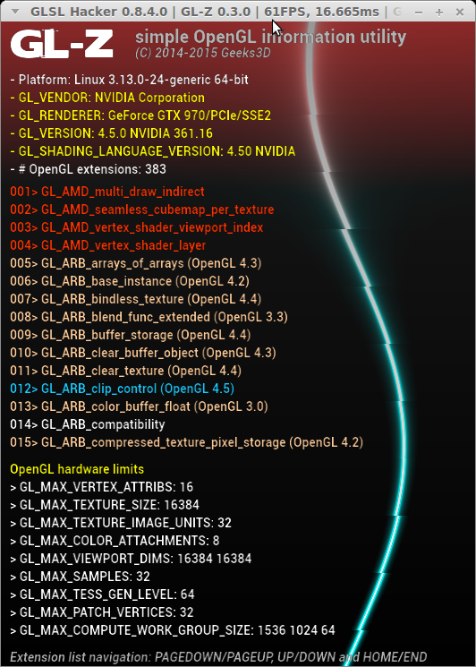 Linux, R361.16, GL-Z, GeForce GTX 970