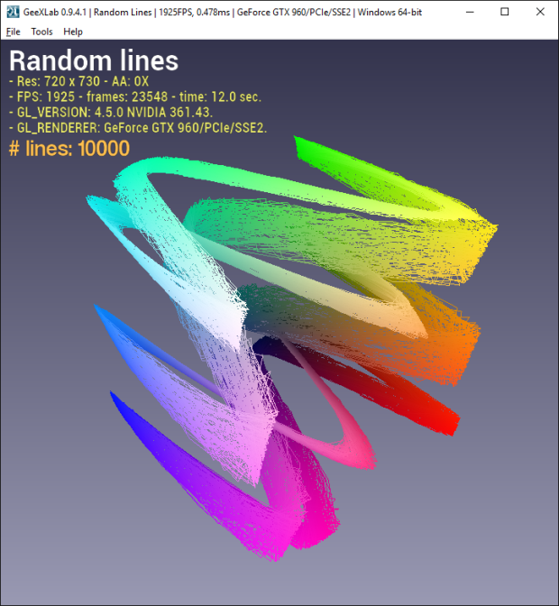 Random lines with GeeXLab