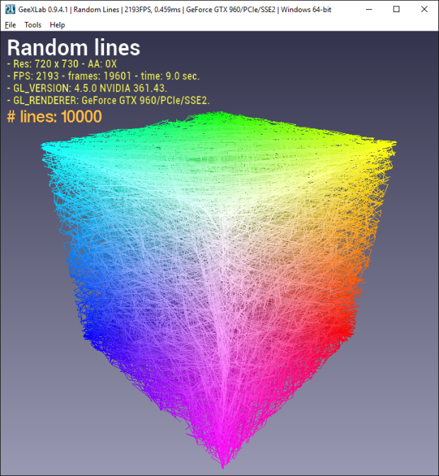 Random lines with GeeXLab