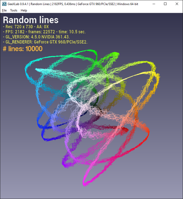 Random lines with GeeXLab