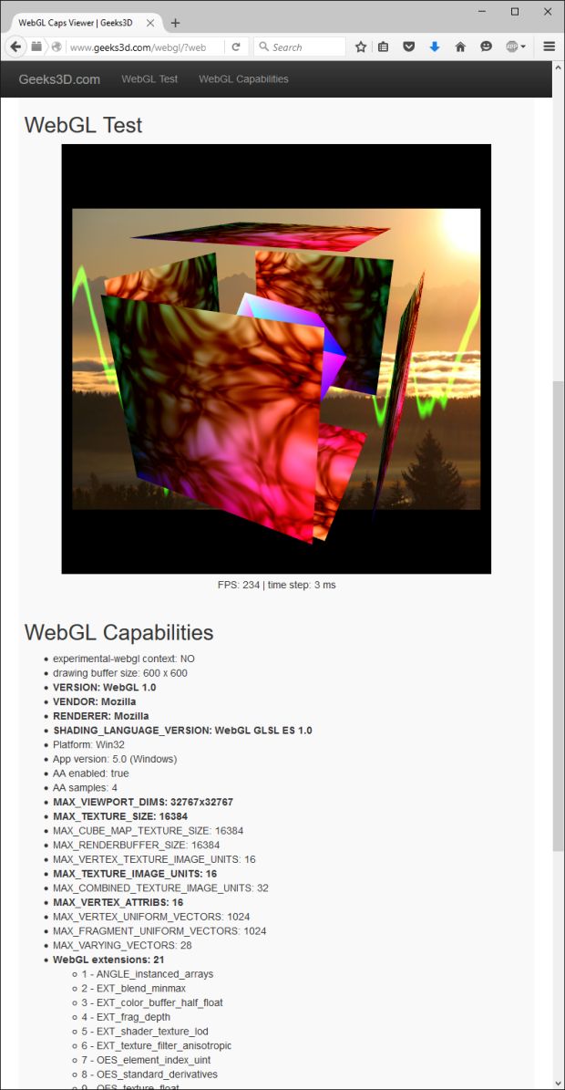 WebGL Caps Viewer