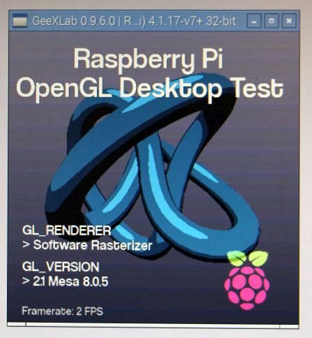 GeeXLab OpenGL 2.1 test on the Raspberry Pi with software rasterizer
