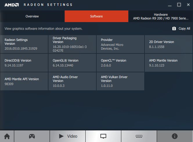 AMD Crimson system information