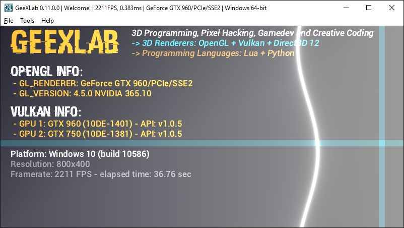 GeeXLab 0.11.0 for Windows