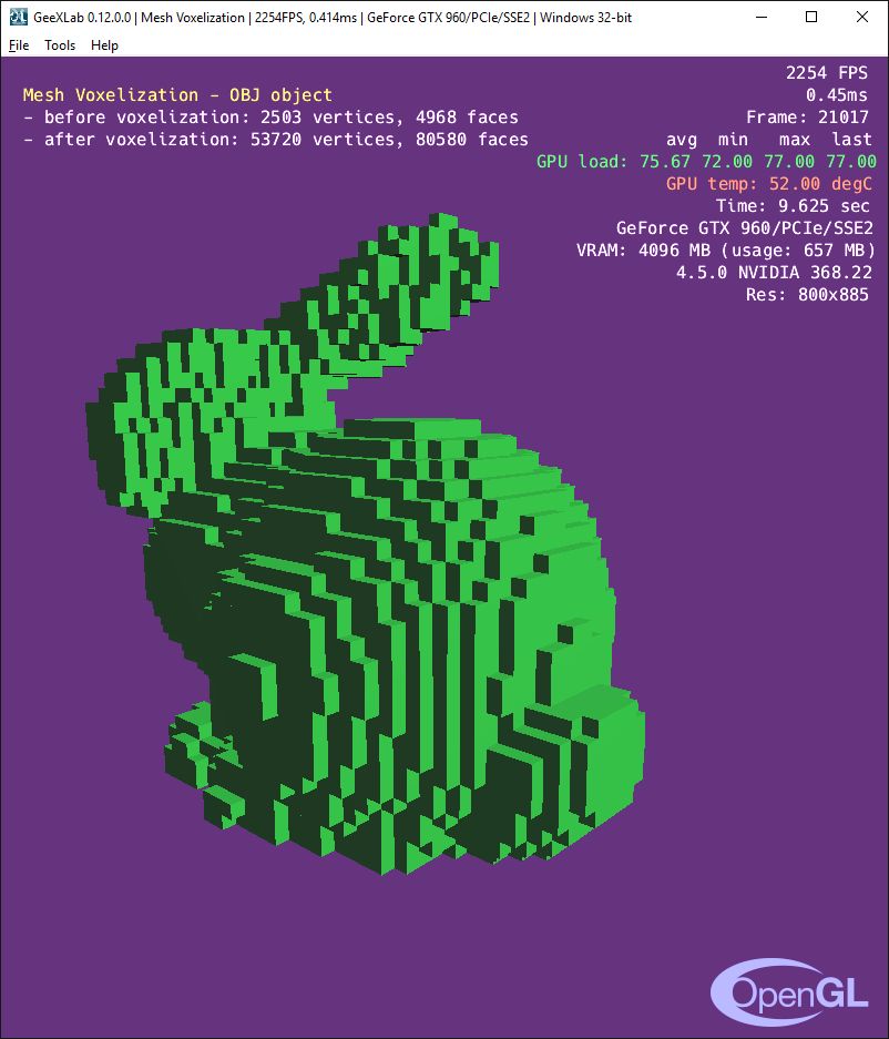 GeeXLab - mesh voxelization - voxel