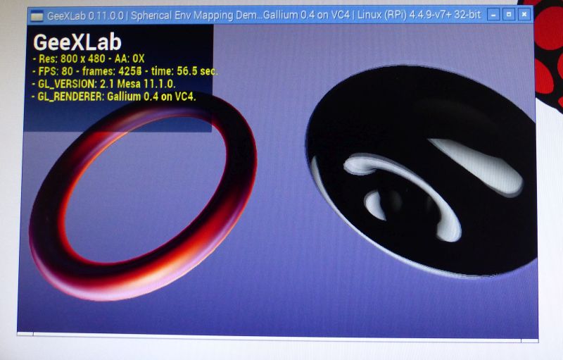 Raspbian May 2016 - GeeXLab OpenGL 2.1 test