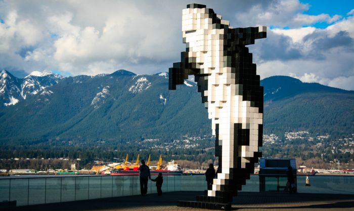 Digital Orca statue - Vancouver