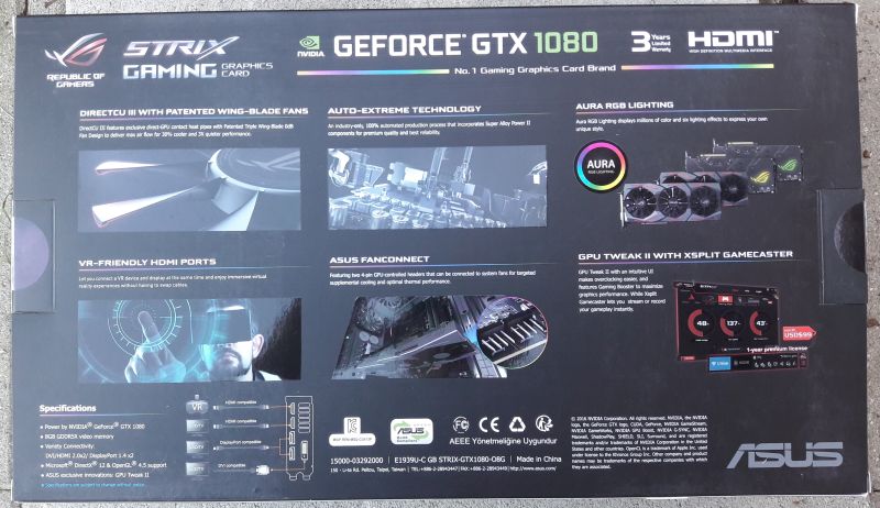 ASUS ROG Strix GeForce GTX 1080 OC 8GB GDDR5X