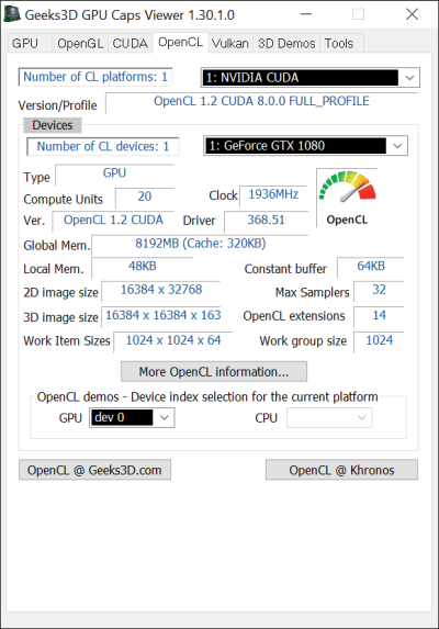 ASUS ROG Strix GeForce GTX 1080 OC 8GB GDDR5X - GPU Caps Viewer