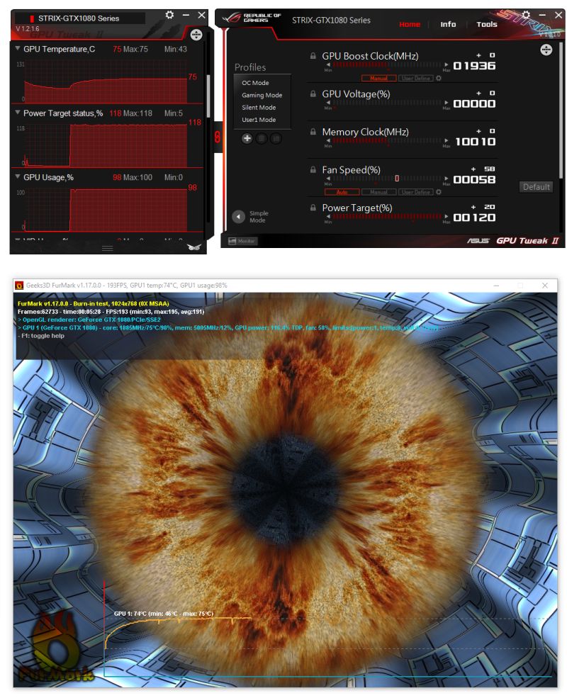 ASUS Strix GTX 1080 - FurMark burn-in test