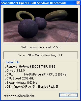 GIGABYTE Geforce 7900 GS - Soft Shadows Benchmark - Branching: OFF