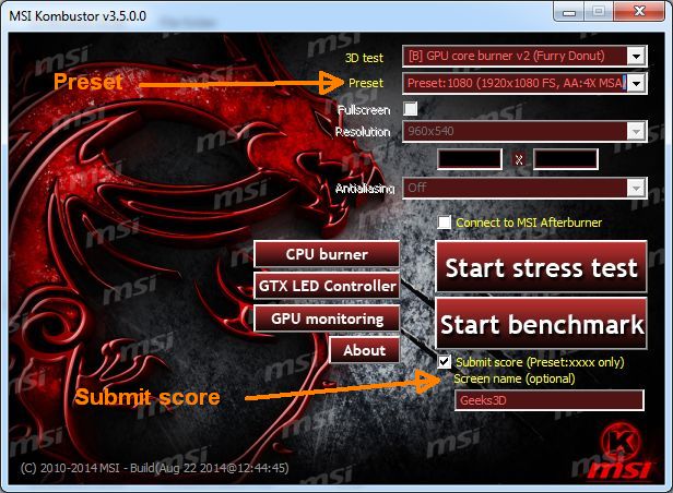 MSI Kombustor software